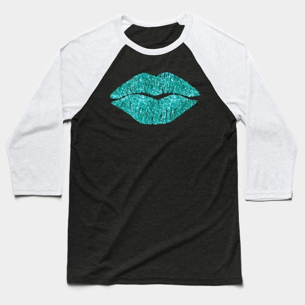 Aqua Lips Kiss Baseball T-Shirt by LittleBean